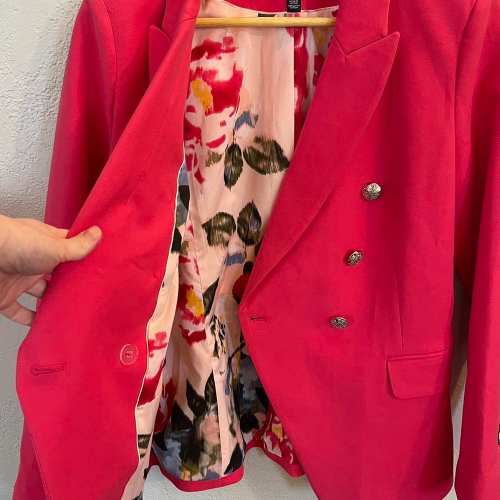 WHBM Double-Breasted Pink Blazer - Picture 5 of 7